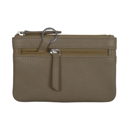 Image of ili New York Leather Mini Compact Coin Purse - Taupe