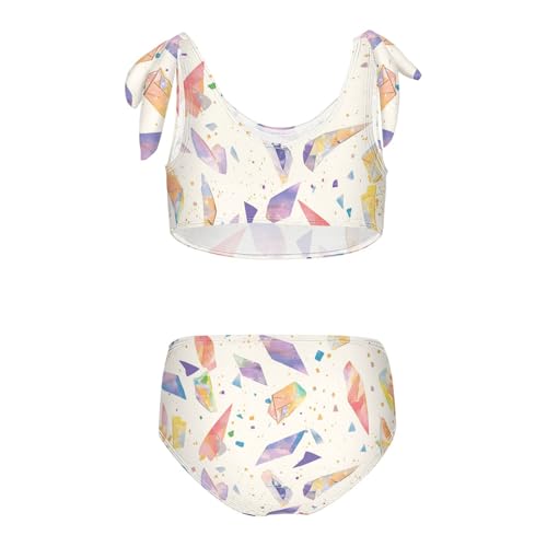 Beige Sparkling Glitter Girl Two Piece Kids Bikini Set Beach Swimsuit Swimming Suits Cute Shoulder Strap2