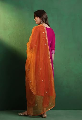 Image of SheWill Women's Zari Sequence Embroiderd Velvet Kurta with Pant and Dupatta| Salwar Suit Set with Dupatta| Velvet Kurta Set Women| Kurta Set for Women|Kurta Set with Dupatta for Women| Anarkali Kurta