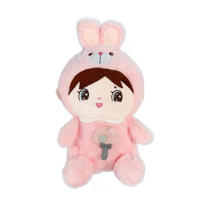 Image of Stuffed Doll with Bunny Cap, Toys for Kids, Unique Baby Child Face Rabbit Bunny Soft Toy Stuffed Plush Gift for Girls Birthday Home Decoration 35 cm Valentine Day