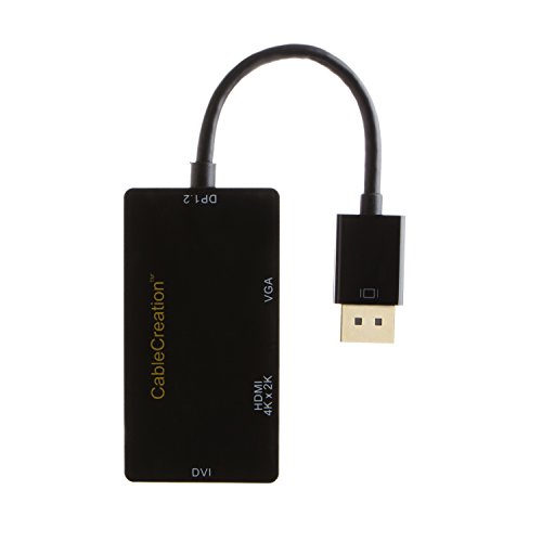 Cablecreation Multi-Function Displayport To Hdmi/Dvi/Vga Adapter, 3 In 1 Dp Displayport Adapter, Support Hdmi 4K X 2K Resolution, Black #TOP3