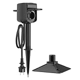 Woox Gartensteckdose WLAN 2 Fach, Außensteckdose mit Erdspieß IP44 Wasserdicht 3680W, mit Alexa Sprachsteuerung Kompatibel 1,4M Kabel 230V für Außenbereich, Nur 2,4 GHz WiFi