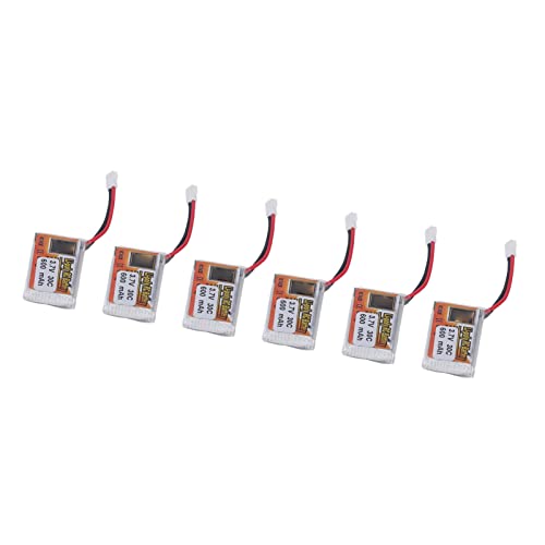 6pcs 600mAh 3.7V 30C Li Poly 1S Lipo Battery Pack with XH2.54 White Plug Charger for RC Car