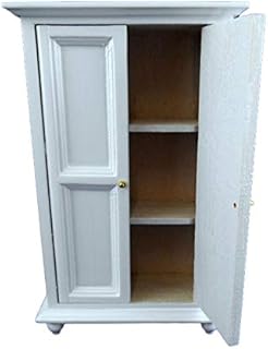 Melody Jane Dolls Houses House Miniature 1:12 Scale Bedroom Furniture White Wooden Wardrobe