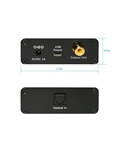 Xtrempro Toslink Optical To Coax Coaxial Digital Audio Converter, Support Dolby Digital & Dts 5.1, Sampling Rates 44.1 Khz, 48Khz, 96 Khz, 192Khz - Black (65040) #TOP2