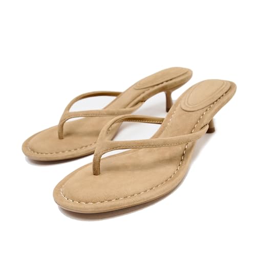 Kitten Heel Thong Sandals for Women Slip-on Low Heeled Sandal Fashion Summer Flip Flops Heels2