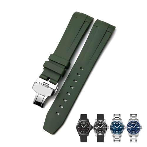 Bracelet montre caoutchouc 21mm HydroConquest noir gris vert