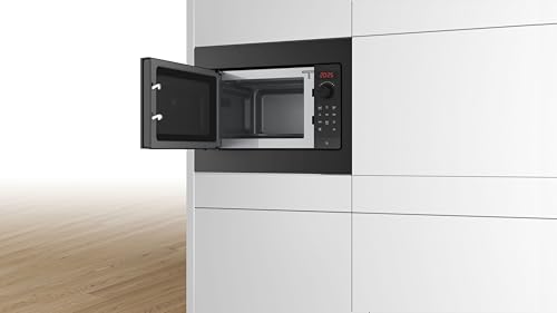 Bosch BFL523MB4 Serie 2 Einbau-Mikrowelle, 38 x 50 cm, 20 L, 800W, Drehteller 27 cm, AutoPilot 7 Programme, LED-Display, QuickStart, hydrolytische Reinigung, Schwarzglas 2