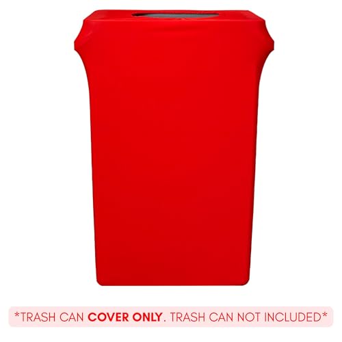 Image of YOUR CHAIR COVERS - 23 Gallon Spandex Slim Jim Narrow Trash Can Cover - Red (Cover ONLY, Trash CAN NOT Included)