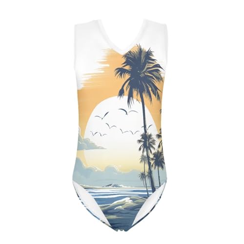 Image of Fashion Print One-Piece Swimsuits for Girls,Soft Stretchy One Piece Bathing Suit Quick Dry Beach Swimwear 5-14 Years