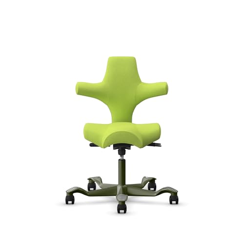 Image of HAG Capisco Standard Chair-Moss Green Frame-Upholstered Bright Green