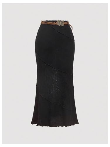 SOLY HUX Women's Boho High Waisted Fishtail Long Skirts Party Vacation Skirt with Belt2