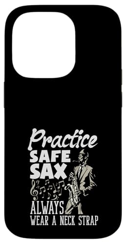 練習 安全 サックス Always Wear A ネック ストラップ おもしろサックス スマホケース iPhone 14 Pro 用
