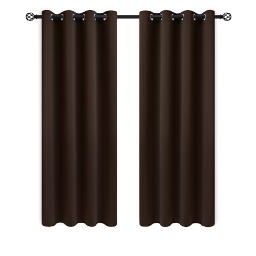 Image of COSVIYA Grommet Blackout Room Darkening Brown Curtains 72 inch Length | Light Blocking Insulated Thermal Curtains for Living Room, Blackout Thick Polyester Window Drapes,52x72 inches, 2 Panels