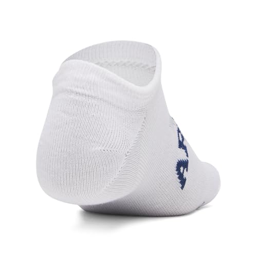 Image of Under Armour Unisex Essential No Show Socks 6 Pack, (105) White /Blue Fog /Blackout Navy, X-Large