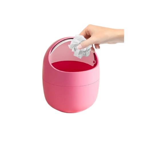 Cortina Corton Design Plastic Small Tabletop Dustbin, Small Waste Bin for Study Table, Office Desk, Bathroom, Kitchen Sink & Washroom (Pink)