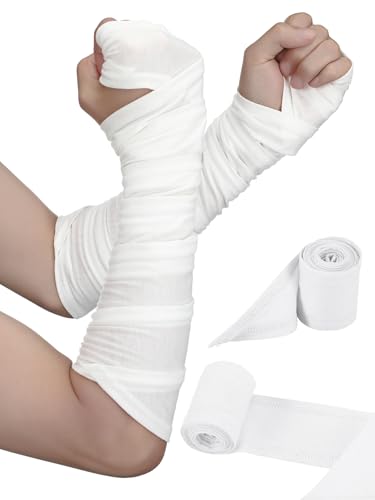 Bonuci Medieval Hand Wraps Cotton Arm Bracers Cosplay, White, Classic