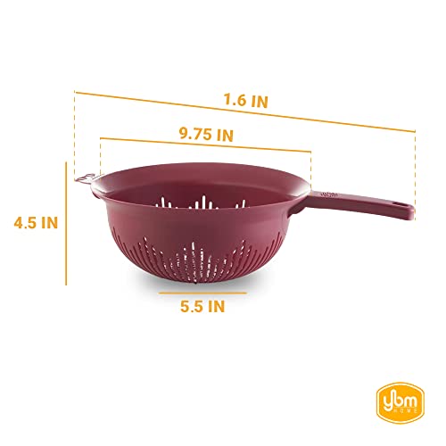 Ybm Home 9.75 Inch Deep Plastic Strainer Colander With Long Handle – Made Of Food Safe Bpa-Free Plastic - Use For Pasta, Noodles, Spaghetti, Vegetables And More (1, Red) #TOP1