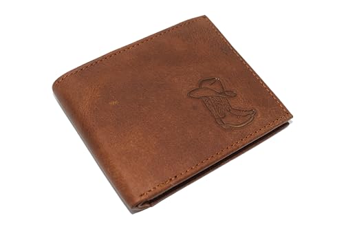 MARSHAL Men's RFID Blocking Cowboy Boots Genuine Leather Bifold Trifold Western Wallet (Bifold)4