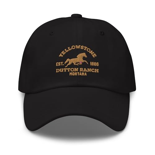 Paramount Yellowstone Dutton Ranch Montana Classic Dad Hat Adjustable Baseball Cap for Men and Women Officially Licensed Ball Cap- Black and Yellow