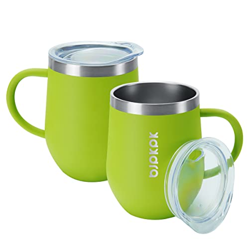 Image of BJPKPK 2 pcs Insulated Coffee Mug, 12 oz Insulated Coffee Tumbler with Lid for Hot Drinks & Cold Drinks-Green