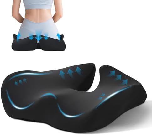 BRO Extra Großes Sitzkissen Orthopädisch, Kühlender Bezug Steißbeinkissen | Memory-Schaum Ergonomisches Steißbein Entlastung, Linderung Von Steißbeinentlastung & Schmerzlinderung f