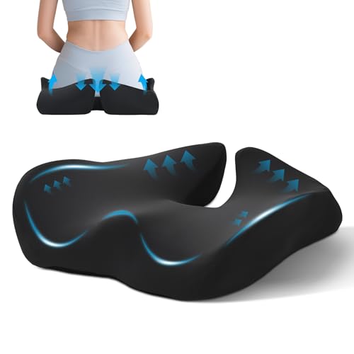 BRO Extra Großes Orthopädisches Sitzkissen mit Kühlend Ice Silk Bezug, Memory-Schaum Ergonomisches Sitzkissen Steißbein Entlastung für Bürostuhl, Auto und Rollstuhl