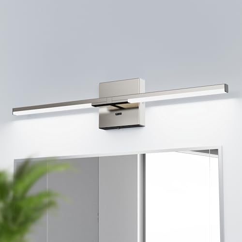 Image of Ensenior Modern Brushed Nickel Bathroom Vanity Light 24 inch, Built-in Dimmer, 1100LM Dimmable 5CCT Led Bath Lights, Bar Vanity Light for Bathroom Mirror Cabinets Bedroom-FCC & ETL Certificated