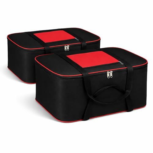 Image of DALUCI 2 Pack Underbed Storage Bags for Clothes, Blankets & Sarees, Large Moisture Proof Storage Organizer with Zip, Non Woven Wardrobe Storage Bags - Black (52 x 44 x 20 cm)