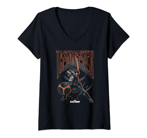 T-shirt Marvel Task Master col V vêtement imprimé pour femme passionnée de comics