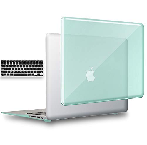 Ueswill Compatible With 2In1 Glossy Crystal Clear Hard Shell Case With Silicone Keyboard Cover For 2010-2017 Macbook Air 13 Inch Model A1466 A1369, Green #TOP13