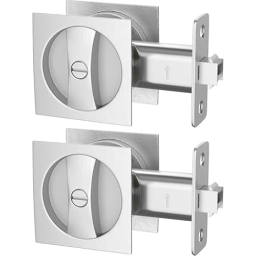 Moliuoly Juego de tiradores de puerta de 2,6 x 2,6 pulgadas, níquel cepillado, aleación de zinc, para puertas correderas, forma cuadrada