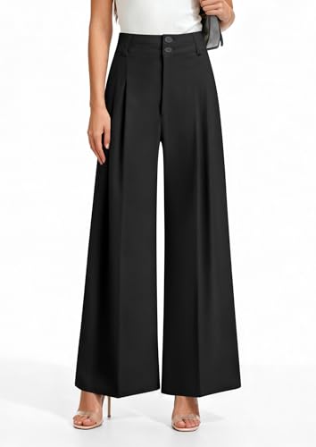 PRETTYGARDEN High-Waist Wide-Leg Palazzo Pants (Black) — view 6