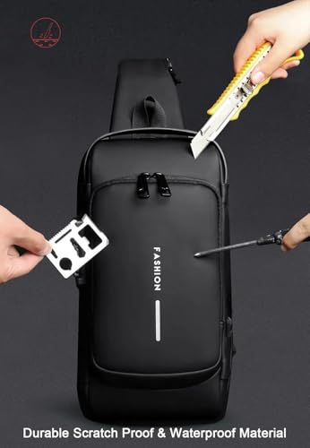 Image of PAPITA Sling Bag for Men Stylish Crossbody Backpack for Men & Women, Anti-Theft Chest Bag with Messenger Bags, Casual Shoulder Bag