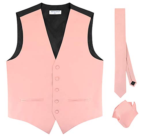 Mens SLIM FIT Dress Vest Skinny NeckTie Dusty Pink 2.5