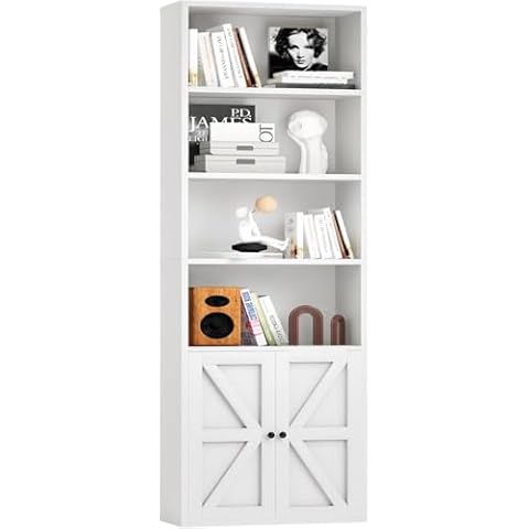oneinmil 6 Tier Tall Bookshelf with Doors Cover