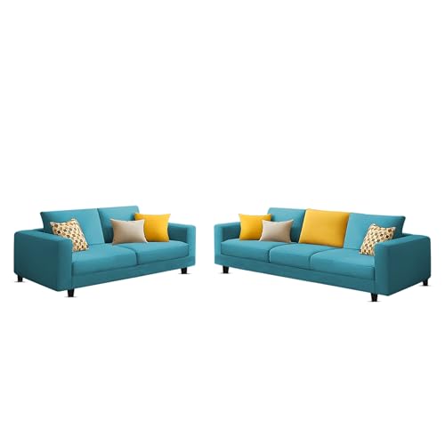 Image of Galib 3+2 Seater Sofa Set for Living Room (Turquise Fabric) Premium Fabric Sofa Set