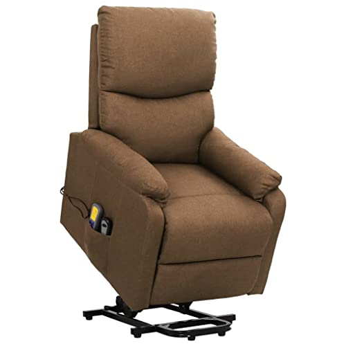 Brokky 329757 Poltrona Alzapersona Massaggiante Tortora in Tessuto Poltrona Relax Elettrica,Reclinabile a Letto E Seduta Ergonomica in Tessuto per Arredo Salotto,Soggiorno e Ufficio