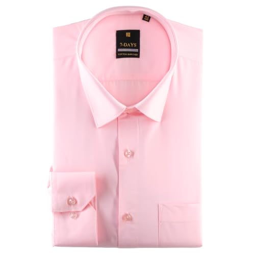 Image of 7-DAYS Men's Premium Formal Shirt - Cotton Rich, Regular Fit, Full Sleeve, with Pocket, Durable & Easy Care - Perfect for Office & Everyday Wear