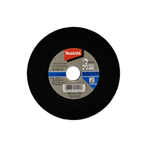 Makita B-28678 Schleifstein K36 125 x 20 x 20 mm, 1 Stück, für die Bearbeitung von Stahl, A36P-BF, EN12413, passend für Geradschleifer GS5000