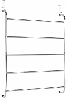 wilko 5 Tier Over The Door Towel Rail, Chrome-plated Towel Rail, Easy to Use, No Drilling and Screws