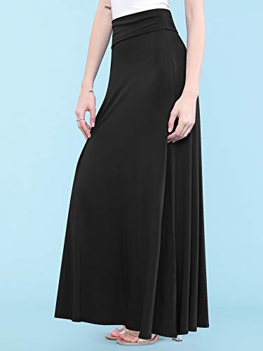 Lock and Love Women's Casual High Waist Solid/Tie Dye Fold Over Flowy Long Maxi Skirt4