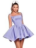 VGZ Lavender Short Homecoming Dresses for Women 2025 Satin Spaghetti Straps A Line Cocktail Dress Size6