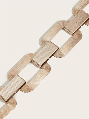 Decorative Belt Ladies's Gold Square Metal Elastic Chain Buckle Link Girdle Casual Vintage Waistband Waist Decorate Belt For Women On Coat Dress for Country Concert Outfit(67cm)3