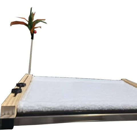 BETOPET Cat Window Perch Large - 21.7'' Cats Window Hammock/Bed with Feather Toy, Premium Hardwood and Robust Metal Straight Rod Frame for Windowsill, Bedside, Drawer and Cabinet Cover