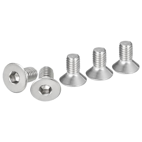 Image of DTGN M6-1 x 12mm Flat Head Socket Cap Screws, 100 Pack 304 Stainless Steel Hex Socket Flat Head Screws, Full Thread, Countersunk Bolts
