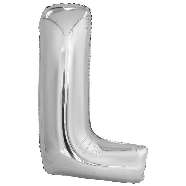 Amscan 9909561 9909561 Silber Buchstabe L SuperShape Folienballon-42, silber