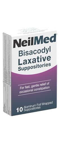 NeilMed Bisacodyl Laxative Suppositories, Gentle Constipation Relief, Fast Acting, indivudally Wrapped hygienic Packaging, Bisacodyl 10 mg, Predictable Relief, 10 ct