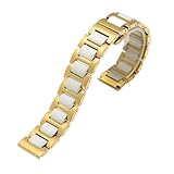 HuanJ Cinturino For Orologio In Ceramica A Sgancio Rapido For Uomo E Donna, Alla Moda, 12, 14, 16, 18, 20, 22 Mm.(Golden white,22mm)