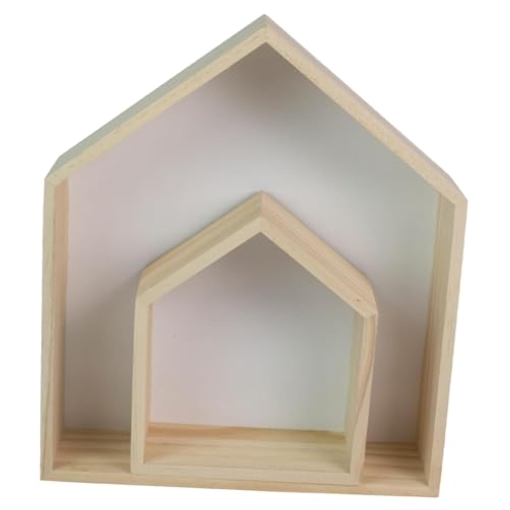 2 Pieces Wall Storage Shelves House Shaped Home Decoration